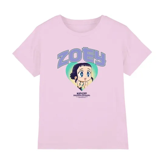 Discover Kpop Demon Hunters Huntrix Zoey Collegic Kids T-Shirt Light Pink