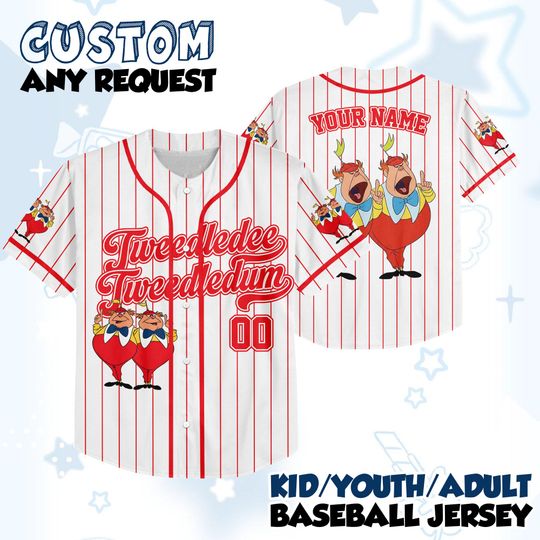 Discover Tweedledum and Tweedledee Customized Baseball Jersey, Disney Alice in Wonderland Shirt, Alice in Wonder Disney Trip Shirt