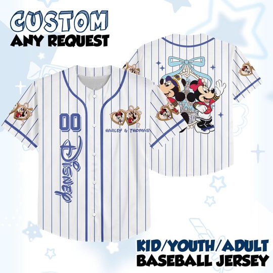 Discover Personalized Disney Mickey and Minnie Cruise Baseball Jersey, Disneyland Baseball Team, Magic Kingdom Shirt, Matching Disney Trip Outfit