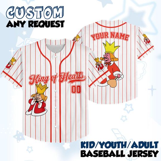 Discover Alice in Wonderland King of hearts Jersey Shirt, Disney Alice in Wonderland Baseball Jersey, King of hearts Cosplay, Disney World Shirt