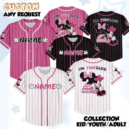 Discover Custom Oh Twodles Minnie Mouse 2nd Birthday Baseball Jersey, Mickey Birthday Shirt, Mickey Mouse Party, Disney Birthday Shirt