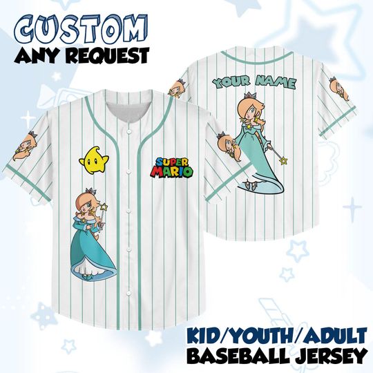 Discover Custom Rosalina Baseball Jersey  Super Mario Nintendo Shirt, Princess Rosalina Kids Tee, Mario Theme Universall Studios Outfit