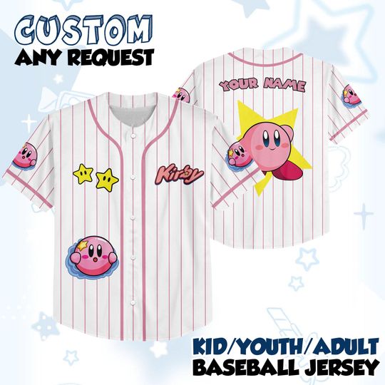 Discover Custom Kirby Cutter Dream Land Super Mario Baseball Jersey, Nintendo Super Mario Jersey Shirt, Mario Nintendo Universal Studio Trip Shirt