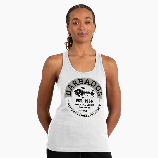 Discover Barbados West Indies Caribbean Logo Seascape Tank Top