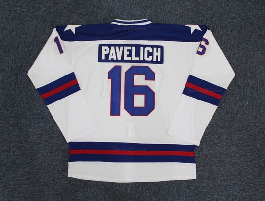 Discover 1980 Mark Pavelich #16 US Hockey Jersey Stitched White;Youth/Men Size Custom Name White
