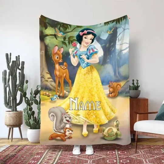 Discover Personalized Disney Snow White Seven Dwarfs Princess Fleece Blanket