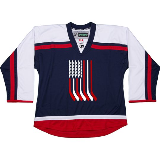Discover Custom USA Stick Flag Ice Hockey Jersey Customized with your name & number on the back