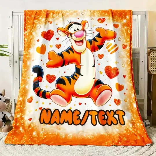 Discover Personalized Lovely Tigger Happy Valentine's Day Winnie The Pooh Fleece Blanket