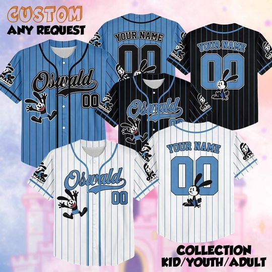 Discover Disney Oswald Jersey, Personalized Oswald Inspired Clothing, Disney Oswald Matching Birthday Gift, Disneyland Oswald Lucky Rabbit Jersey