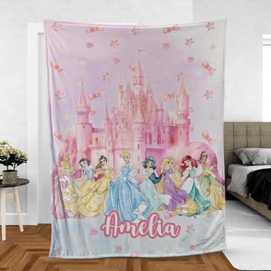 Discover Personalized Disney Princess Castle Fleece Blanket