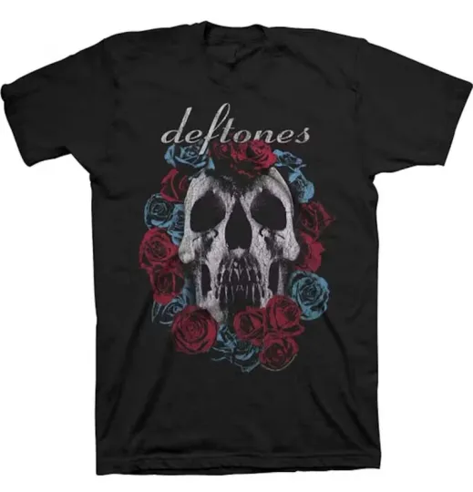 Discover Deftone Skull & Rose Heavy Band T-Shirt Black