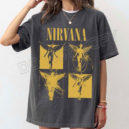 Discover Comfort Colors Nirvana Vintage Band T-Shirt, 90s Rock Music Grunge Tee for Unisex