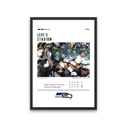 Discover 2026 Super Bowl LX, Seattle Seahawks vs. New Engalnd Patriots Poster 2.0