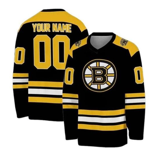 Discover Custom Boston Hockey Jersey, Personalized with Name and Number Sports Fan Jersey for Men and Women Gift Idea