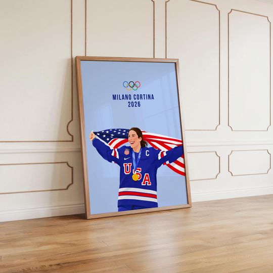 Discover Team USA Women's Ice Hockey Olympics Gold Medal Wall Art Print | Hilary Knight Milano Cortina 2026 | Sports Poster (Digital Download)