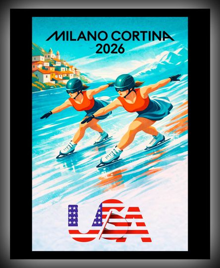 Discover Milano Cortina 2026 Metal Print  Figure Skating  Modern Winter Sports Wall Art