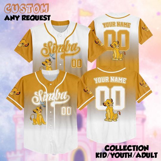 Discover Custom Simba The Lion King Baseball Jersey, Disney Simba Jersey Shirt, The Lion King Birthday Gift, Cartoon Birthday Gift For Kid Adult