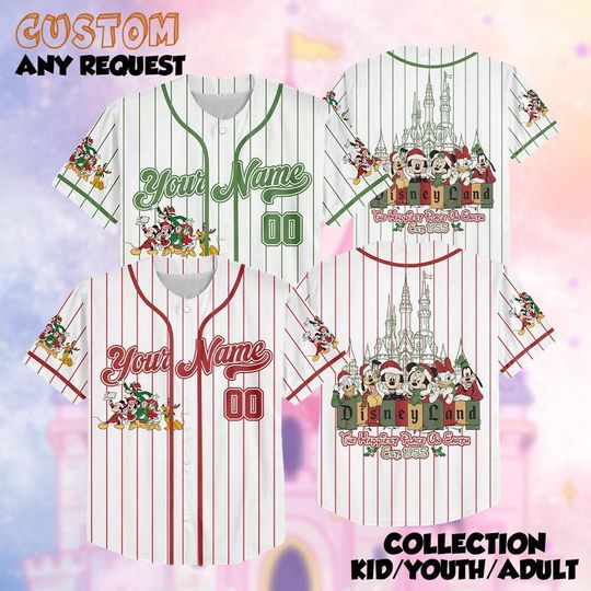 Discover Personalized Disney Mickey And Friends Christmas Baseball Jersey, Custom Baseball Team Jersey, Christmas Family Shirt, Disney Jersey Gifts
