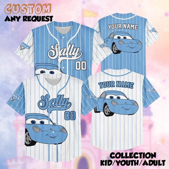 Discover Custom Cars Sally Carrera Collection Baseball Jersey, Personalized Disney Sally Carrera Jersey, Sally Carrera Jersey, Disney Birthday Gift
