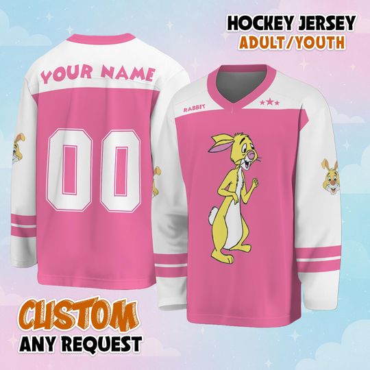Discover Custom Rabbit Hockey Jersey, Disney Winnie the Pooh Hockey Jersey, Hockey Fan Lover Gift, Hockey Team Outfit