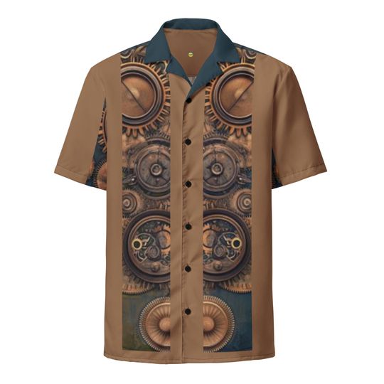Discover Steampunk Bronze Gears Button-Up Shirt | Resort Wear