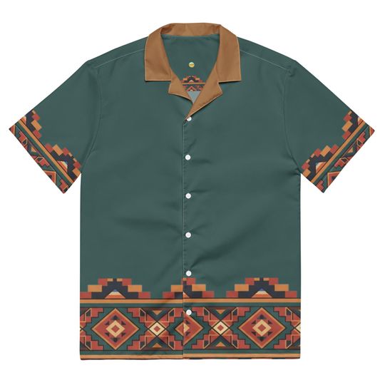Geometric Aztec Mens Button-Up Shirt | Southwestern Resort Wear
