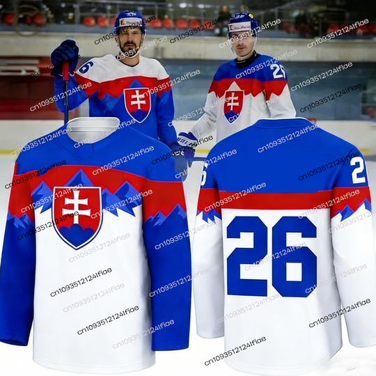 Discover Slovakian Men's Ice Hockey 2026 Match Jersey T-shirt Fan Special Jersey Kit Ice Hockey Long-Sleeved T-shirt Kids Training Suit