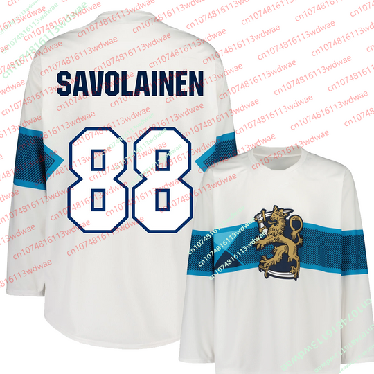 Discover Men's Russia Long-sleeved Ice Hockey Jersey 2026 4 Nations Face-Off Premium Jersey SAVOLAINEN Long-sleeved Ice Hockey Jerseys