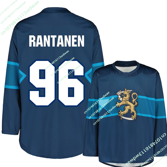 Discover Finland Team 2026-27 New Arrival Home Rantanen #96 3D Printed Long Sleeve Hockey Jersey Family Kids Unisex Fans Top T-shirts