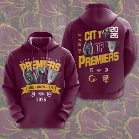 Discover Brisbane Lions x Brisbane Broncos 3D Apparel AFL 2025 Premiers