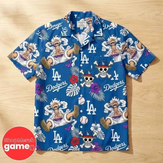 Dodgers 2026 x One Piece Monkey D Luffy Collab Straw Hat Pirates Hawaiian Shirt