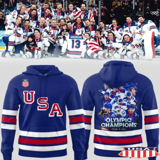 Discover USA Men Ice Hockey Team Olympic 2026 Champions All-over Print Hoodie Tee