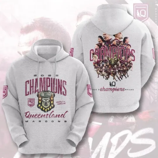 Discover Queensland Maroons 2025 State Of Origin Champions 3D Hoodie