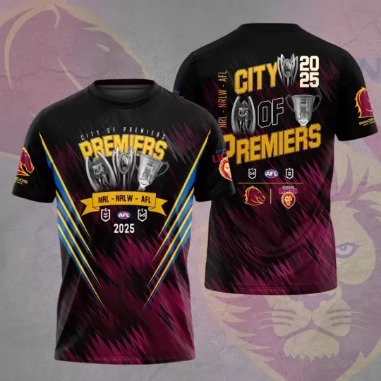 Discover Brisbane Lions x Brisbane Broncos 2025 Premiers 3D Apparel
