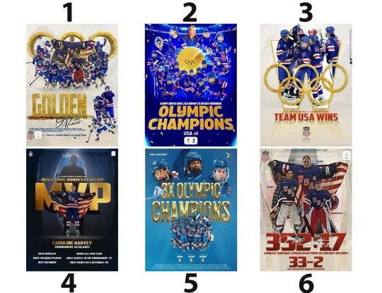 Discover USA Women's Ice Hockey Olympic Champions 2026 Vertical Poster