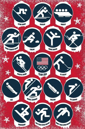Discover Team USA: 2026 Winter Olympics - Pictograms Wall Poster