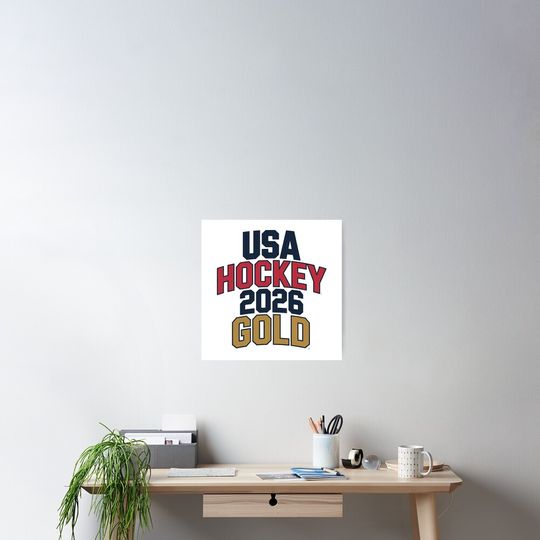 Discover USA Hockey Gold Poster - Premium Matte Vertical Poster