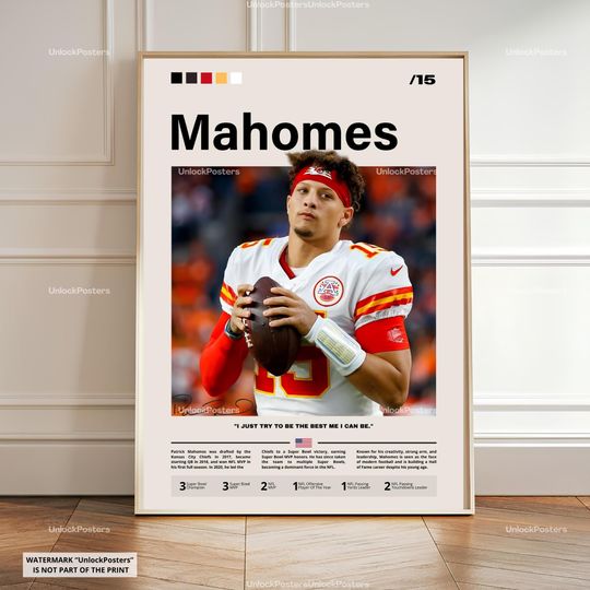 Patrick Mahomes Poster, Kansas City Chiefs Artwork, football Quarterback Wall Art, Football Player Print, Sports Fan Decor, Limited Edition Print