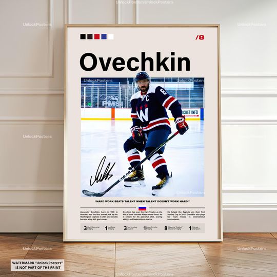 Discover Alex Ovechkin Poster, Ovechkin Capitals, Framed NHL Hockey Print, Ice Hockey Wall Decor, Washington Capitals Artwork, Hockey Legend, Iconic