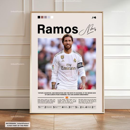 Discover Sergio Ramos Poster, Ramos Real Madrid Print, Framed Ramos Art, Real Madrid Fan Gift Idea, Real Madrid Legend Poster, Sergio Ramos Decor