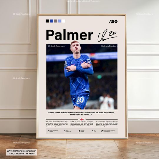 Discover Cole Palmer Poster, Palmer Print, Palmer Chelsea Print, Cold Palmer Art, Chelsea Fan Gift Idea, Football Wall Decor, Chelsea Poster