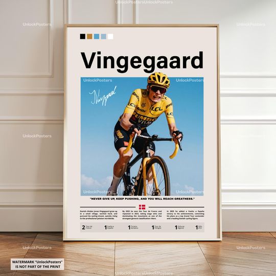 Discover Jonas Vingegaard Poster, Vingegaard Cyclist Print, Cycling Gift, Cycling Decor, Tour De France Poster, Cycling Poster, Vingegaard Art