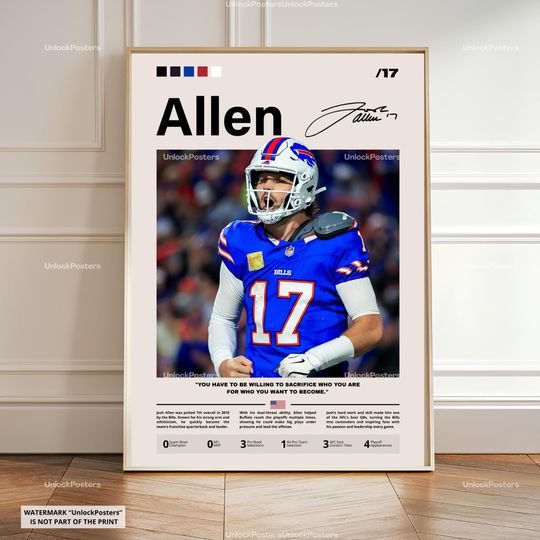 Josh Allen Poster, Buffalo Bills MVP, football Wall Art, American Football Print, Bills Decor, Allen Football Gift, football Fan Art, Allen Print