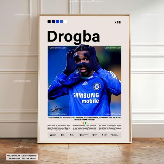 Discover Didier Drogba Poster, Drogba Artwork, Drogba Art, Chelsea Fan Gift Idea, Drogba Decor, Chelsea Legend Poster, Drogba Chelsea Print