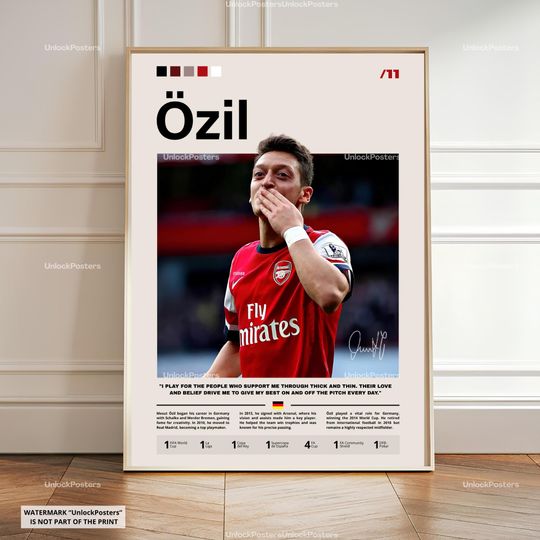 Discover Mesut Ozil Poster, Ozil Arsenal, Football Print, Playmaker Soccer Decor, Football Artwork, Ozil Wall Art, Arsenal Legend Print, Print