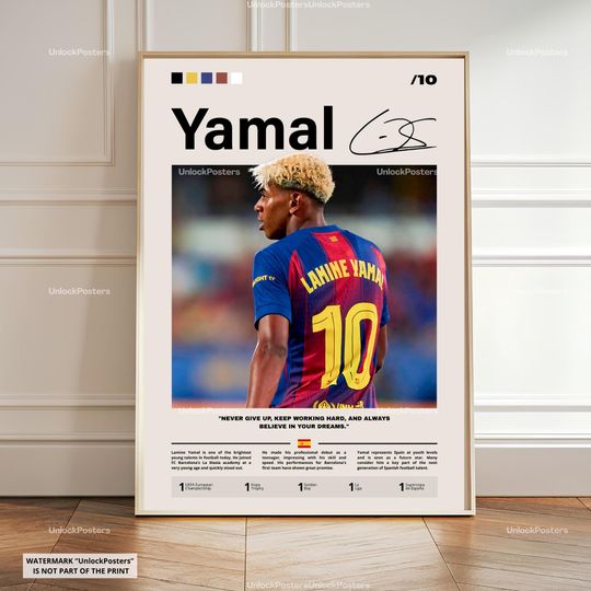 Discover Lamine Yamal Poster, Yamal Print, Yamal Barcelona Wall Art, Yamal Print, Barcelona FC Decor, Barcelona FC Fan Gift Idea, Soccer Print