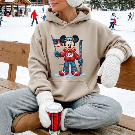 Discover USA Winter 2026 Sweatshirt, USA Skiing Mickey Sweatshirt, 2026 Winter Sports Crewneck, Italy Winter Sports Crewneck