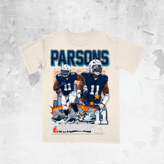 Micah Parsons Bootleg Football Graphic Tee, Vintage 90s Retro Cartoon Sports Shirt