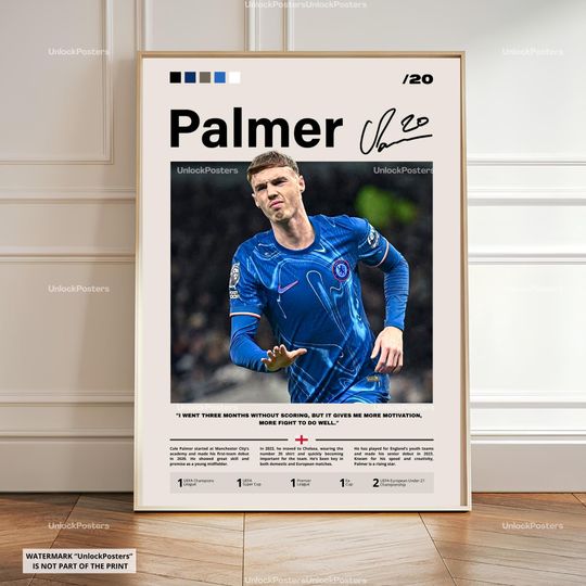 Discover Cole Palmer Poster, Palmer Chelsea Print,  Cold Palmer Art, Chelsea Fan Gift Idea, Football Wall Decor, Chelsea Poster, Palmer Print