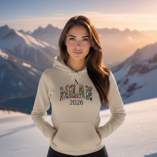 Discover Milan Italy 2026 Hooded Sweatshirt | Winter Sports 2026 Sweater with Country Flags